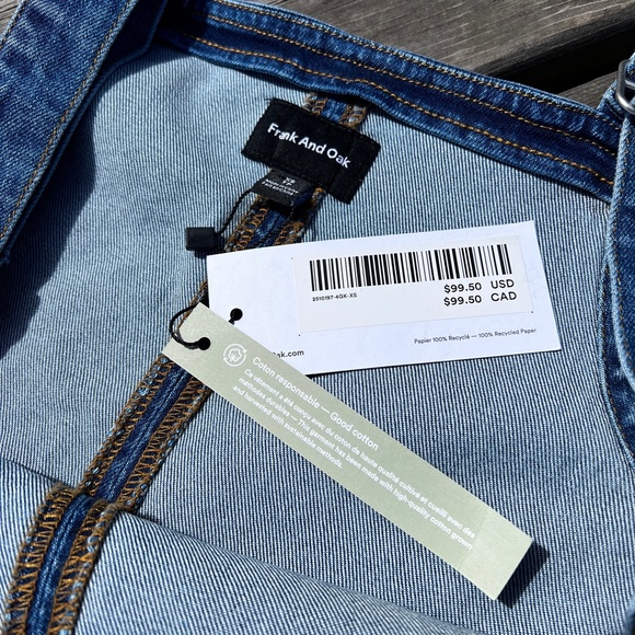 BNWT Frank And Oak Denim Pinafore Dress XS - Picture 4 of 7